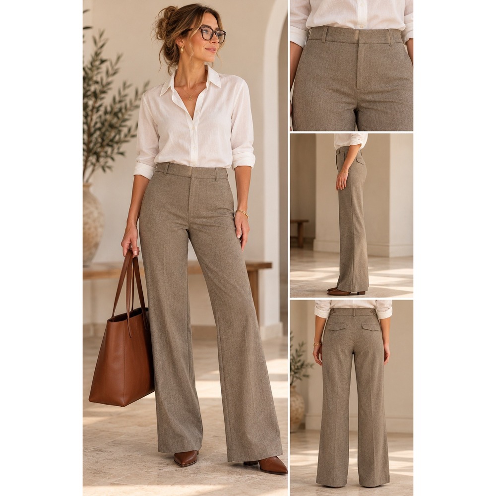 Banana Republic Slacks Womens 8 Brown Wool Martin Fit Straight Leg Office Chic